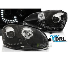 Phares Avant Volkswagen Golf 5 10.03-09 DRL LED Noir