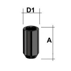 Schwarze Muttern mit Sternprägung, 12 x 1,5 x 37 mm, 4 Stück