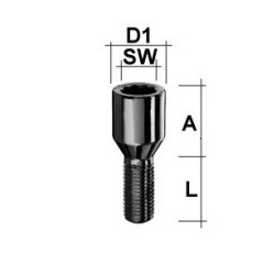 Black Conical Star Head Bolts 14 x 1.5 x ...mm 4 pcs