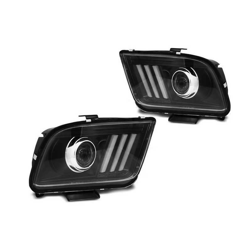 Phares Avant Tube Light noir pour Ford Mustang 04-09