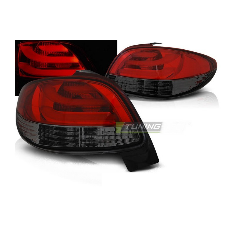 Feux Arrière LED Bar Rouge/fumé Pour Peugeot 206 Feux arrière