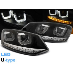 Phares Avant Noir LED Type U pour VW POLO 6R 09-03.14