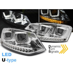 Phares Avant Noir LED Type U pour VW POLO 6R 09-03.14