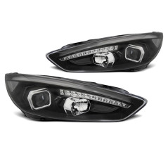 Phares Avant Noir DRL LED pour Ford Focus MK3