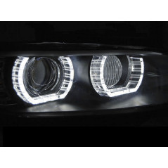 Phares Avant Xénon Angel Eyes Noir LED pour BMW E92/E93 06-10 AFS