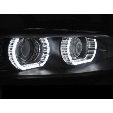 Phares Avant Xénon Angel Eyes Chrome LED pour BMW E92/E93 06-10 AFS