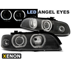 Phares Avant Angel Eyes Led Xénon D2S BMW E39 09.95-05.03 Noir