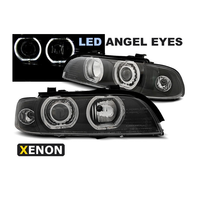 Phares Avant Angel Eyes Led Xénon D2S BMW E39 09.95-05.03 Noir