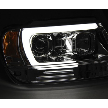 Front Headlights Tube Light Chrome For Chrysler Jeep Grand Cherokee 99 - 05