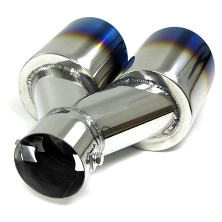 Titanium Stainless Steel Exhaust Tip 2 x 87mm Universal Screw-On