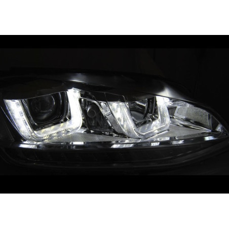 U Type Chrome DRL Front Headlights for VW GOLF 7