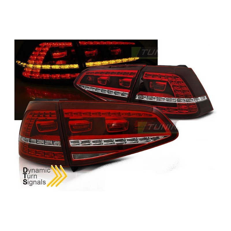 Feux arrière VW Golf 7 Rouge Look GTI avec clignotants dynamiques Feux arrière