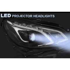 LED Front Headlights DRL Black Background for Mercedes W212