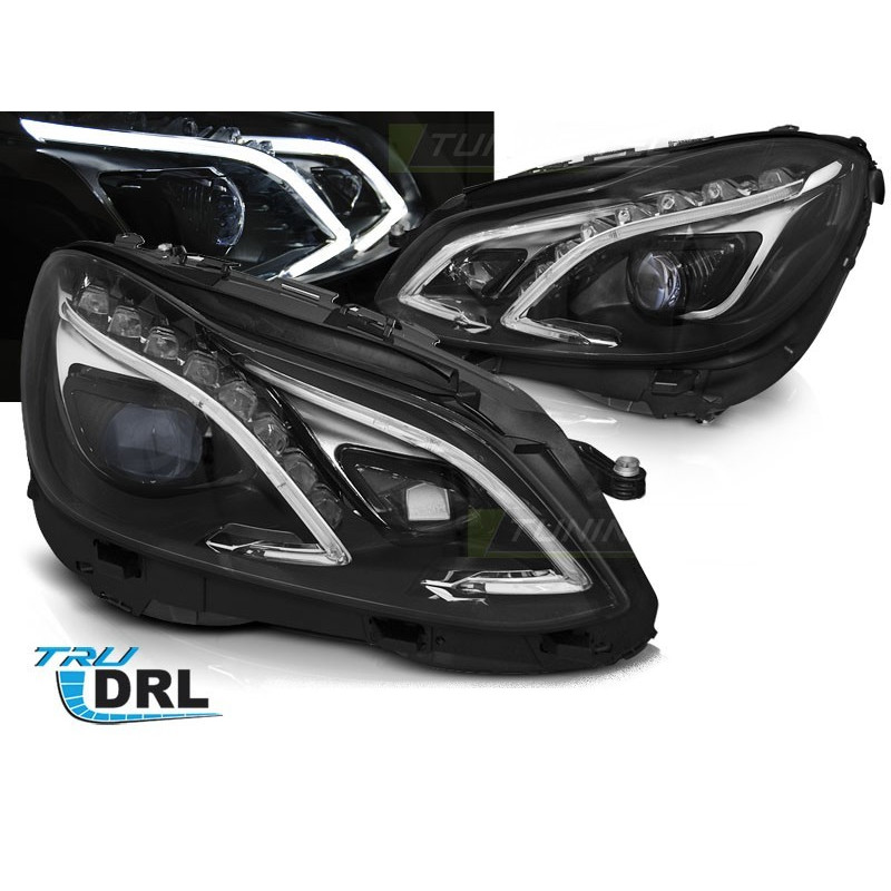 Phares Avant LED DRL fond noir pour Mercedes W212