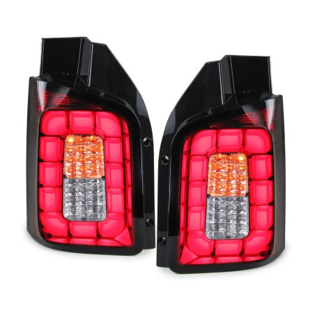 Red/Clear LED Tail Lights for VW T6 with Rear Doors