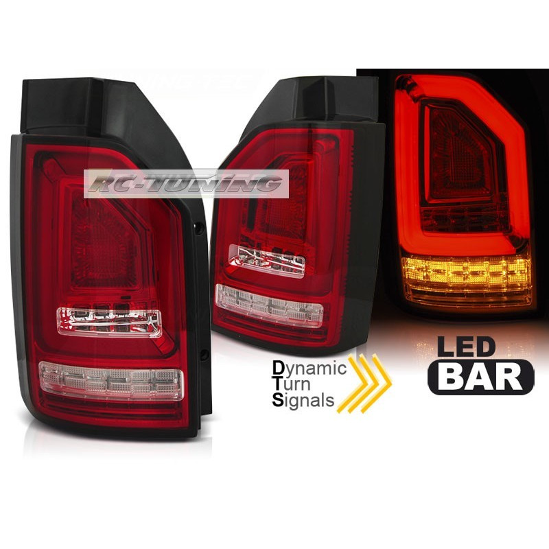 LED BAR Rückleuchten Rot/Weiß mit dynamischen Blinkern für VW T6 Schrägheck LDVWJ2