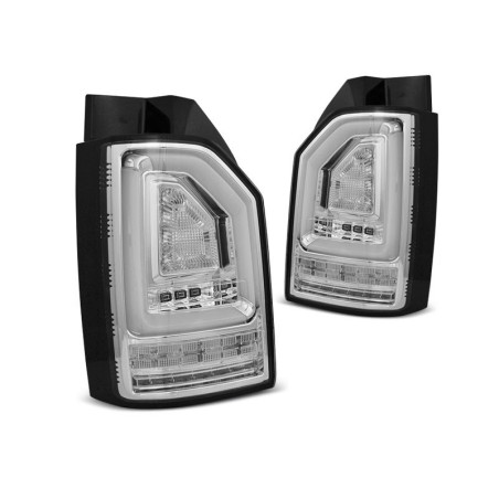 Chrome LED BAR Tail Lights with Dynamic Turn Signals for VW T6 Hatchback