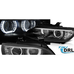 Phares Avant Angel Eyes Noir LED pour BMW E92/E93 06-10