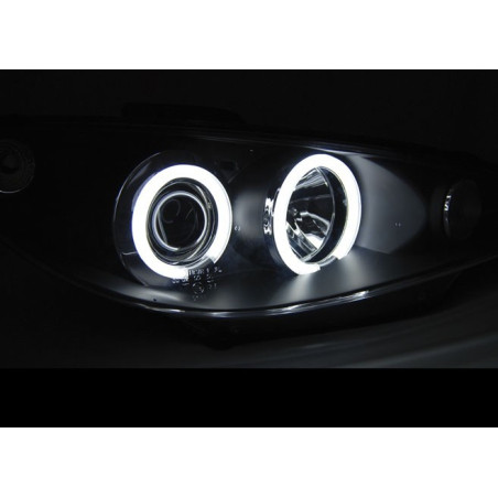 Angel Eyes CCFL Frontscheinwerfer schwarz Peugeot 206