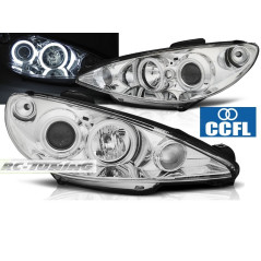 Phares Avant Angel Eyes H1/H1 Peugeot 206 02- Noir