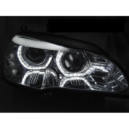 LED Headlights for BMW X5 E70 07-10 AE/DRL/AFS HID Xenon, chrome