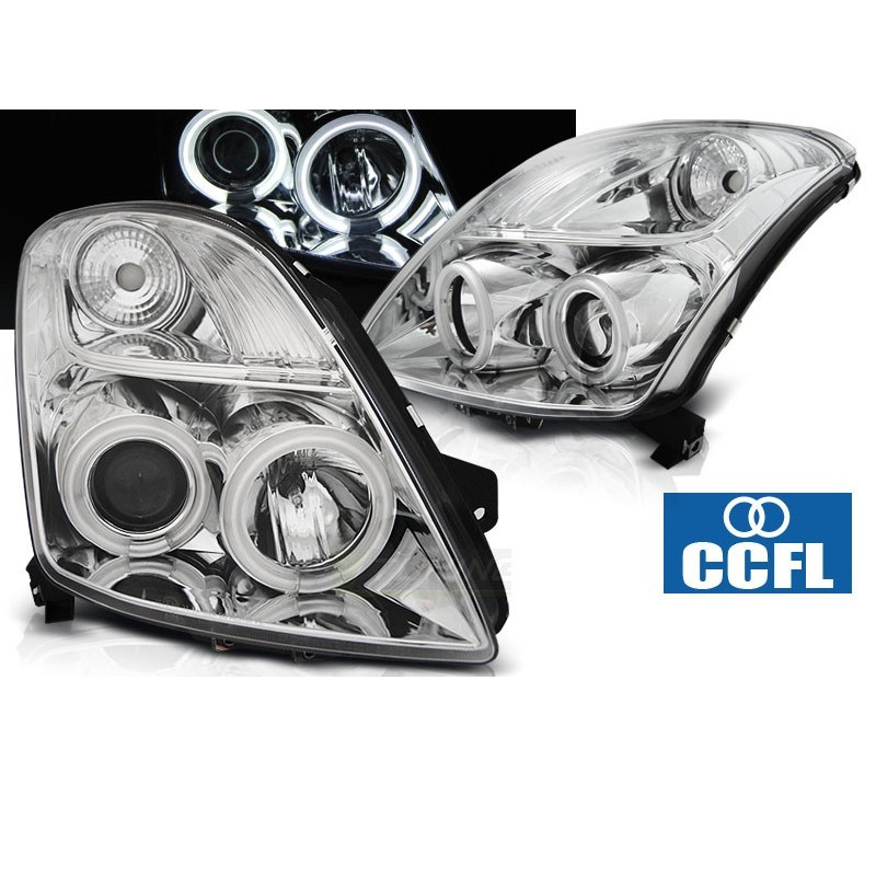 Phares Avant Angel Eyes CCFL Suzuki 05.05-10 Chrome Phares avant