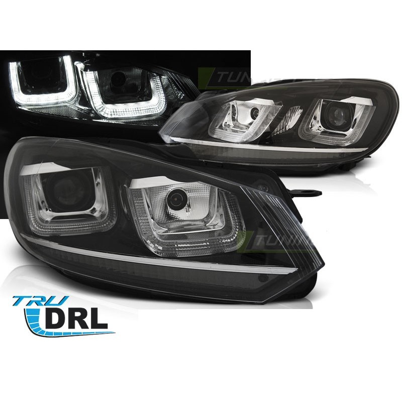 TRU/DRL Typ-U-Scheinwerfer für Volkswagen Golf 6 08–12, Schwarz LPVWP3