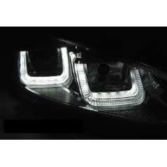 TRU/DRL Type-U Black Line Front Headlights for Volkswagen Golf 6 08-12 Black