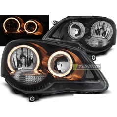 Phares Avant Angel Eyes Volkswagen Polo 9N3 04.05-09 Noir