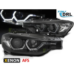 Phares Avant Angel Eyes LED Noir HID AFS DRL pour BMW F30/F31 11-15
