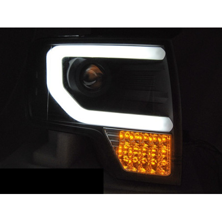 Black Tube Light Front Headlights for Ford F150 MK12 08-14