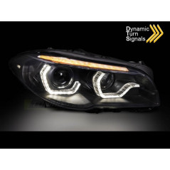 Phares avant Xénon Angel Eyes noir, Led DRL SEQ pour BMW F10/F11 10-13