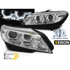 Phares avant Xénon Angel Eyes noir, Led DRL SEQ pour BMW F10/F11 10-13