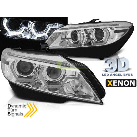 Phares avant Xénon Angel Eyes noir, Led DRL SEQ pour BMW F10/F11 10-13