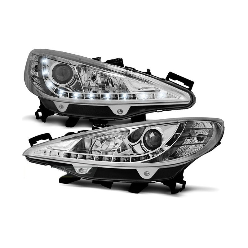 Phares Avant Daylight chrome pour Peugeot 207