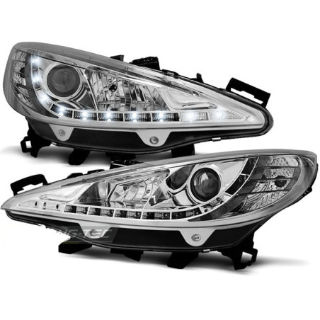 Phares Avant Daylight chrome pour Peugeot 207