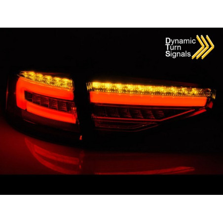 Black LED BAR SEQ Tail Lights With Dynamic Turn Signals For Audi A4 B8 12-15