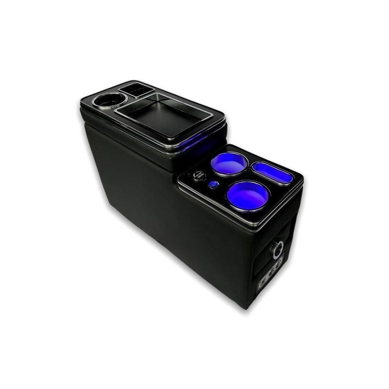 Console Centrale avec Compartiment Ports USB et éclairage bleu pour VW T5 / T6 Accoudoirs