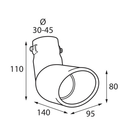 Chrome steel exhaust tip, 120° screw-on elbow