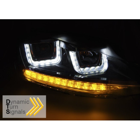 Front Headlights Type-U Black RDD Line SEQ for Volkswagen Golf 7 12 - 17