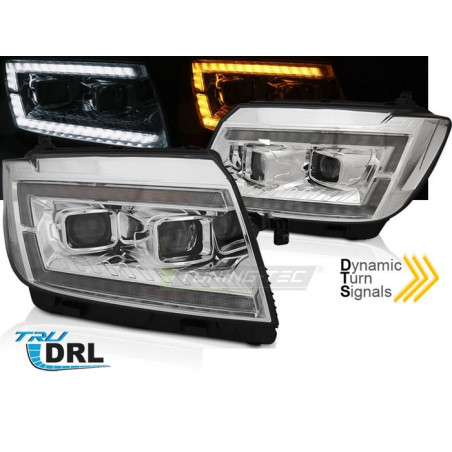 Phares avant Tube light chrome DRL SEQ pour VW Crafter 17-