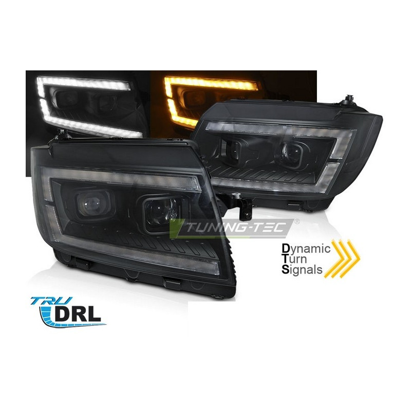 Phares avant Tube light noir DRL SEQ pour VW Crafter 17- LPVWU1