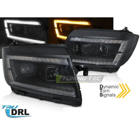 Phares avant Tube light noir DRL SEQ pour VW Crafter 17- LPVWU1