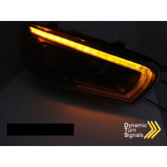 Phares avant LED Tube light noir DRL SEQ pour VW Scirocco 14-17 Phares avant