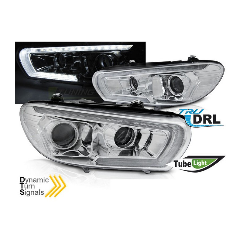 Phares avant LED Tube light noir DRL SEQ pour VW Scirocco 14-17