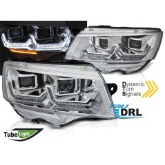 Tube light chrome DRL SEQ headlights for VW T6 20-