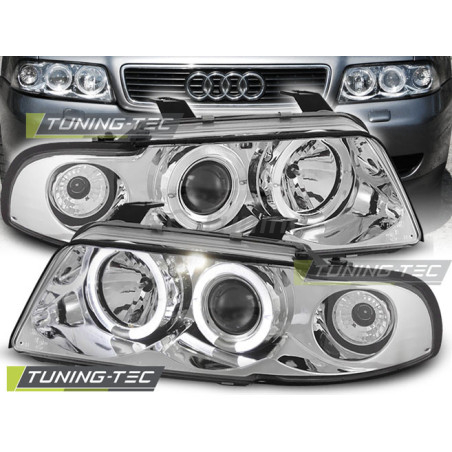 Headlights Angel Eyes Audi A4 11.94-12.98 Chrome