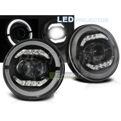 Angel Eye LED-Scheinwerfer in Schwarz für Chrysler Jeep Wrangler 96–18 LPCH28