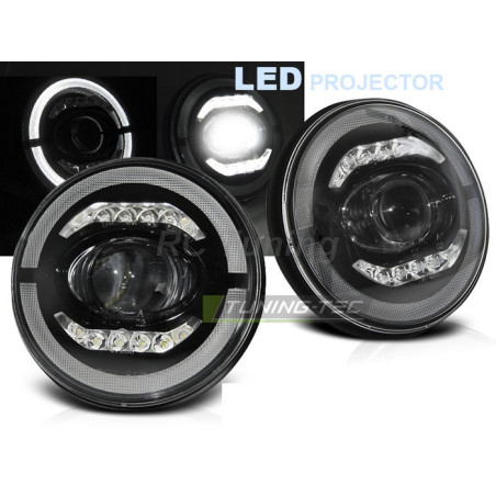 Black Angel Eye LED Headlights for Chrysler Jeep Wrangler 96-18