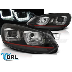 Phares Avant DRL Type-U-LED noir pour VW Golf 6 08-12